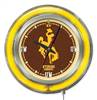 University of Wyoming 15 inch Double Neon Wall Clock