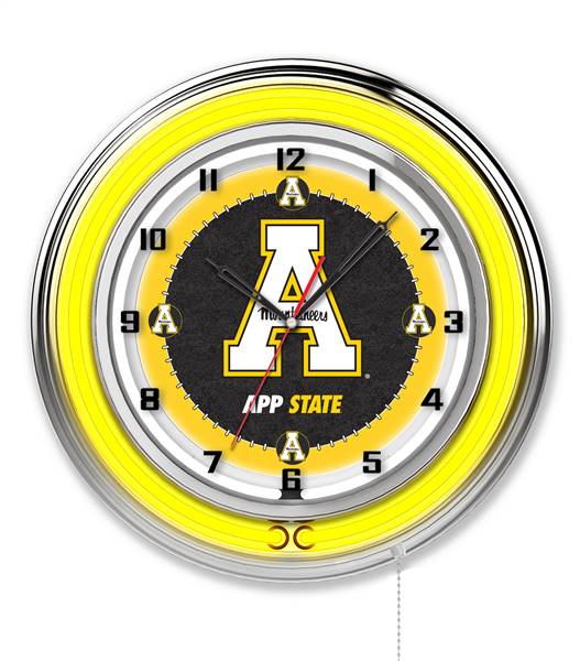 Appalachian State University 19 inch Double Neon Wall Clock