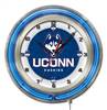 University of Connecticut 19 inch Double Neon Wall Clock