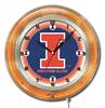 University of Illinois 19 inch Double Neon Wall Clock