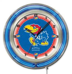 University of Kansas 19 inch Double Neon Wall Clock