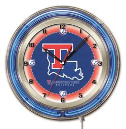 Louisiana Tech University 19 inch Double Neon Wall Clock