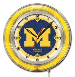 University of Michigan 19 inch Double Neon Wall Clock