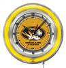 University of Missouri 19 inch Double Neon Wall Clock