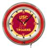 University of Southern California 19 inch Double Neon Wall Clock