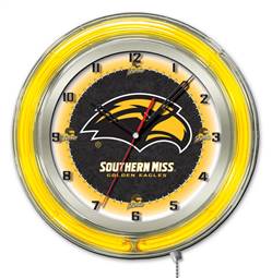 University of Southern Mississippi 19 inch Double Neon Wall Clock