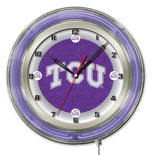 Texas Christian University 19 inch Double Neon Wall Clock