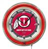 University of Utah 19 inch Double Neon Wall Clock