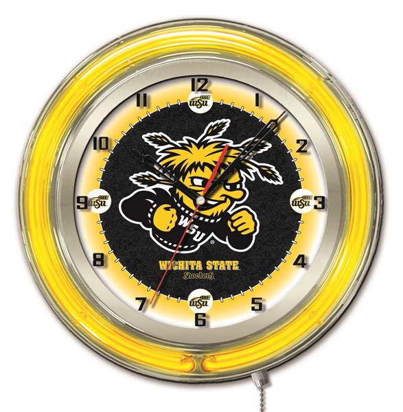 Wichita State University 19 inch Double Neon Wall Clock