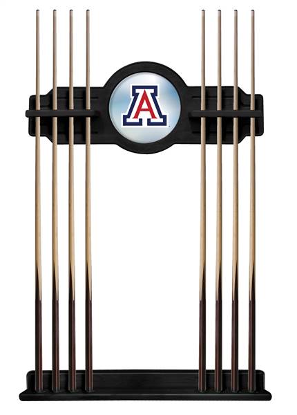 University of Arizona Solid Wood Cue Rack with a Black Finish