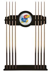 University of Kansas Solid Wood Cue Rack with a Black Finish