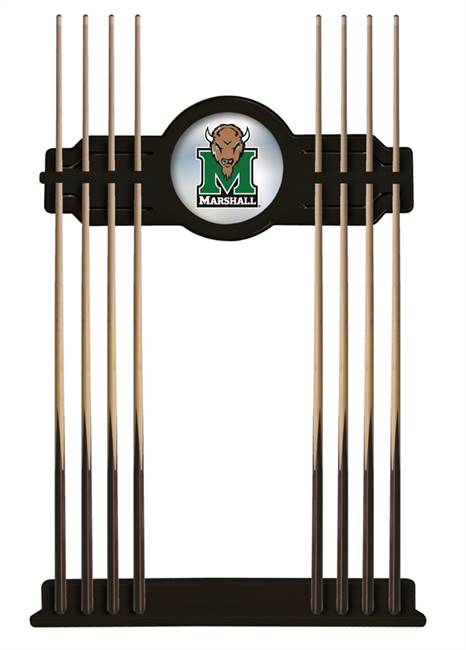 Marshall University Solid Wood Cue Rack with a Black Finish