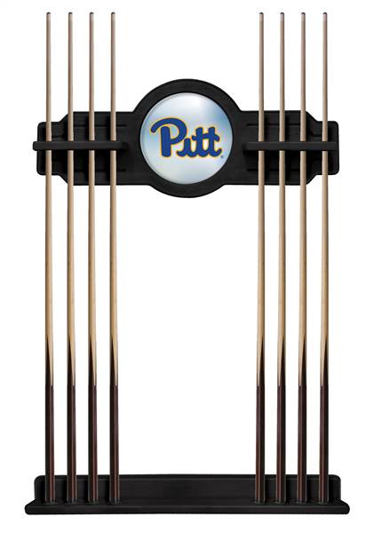 University of Pittsburgh Solid Wood Cue Rack with a Black Finish