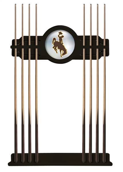 University of Wyoming Solid Wood Cue Rack with a Black Finish