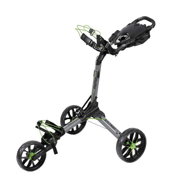 BagBoy Nitron Auto-Open Golf Bag Push Cart Battleship Gray/Lime