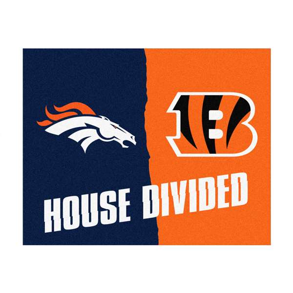 NFL House Divided - Broncos / Bengals House Divided House Divided Mat