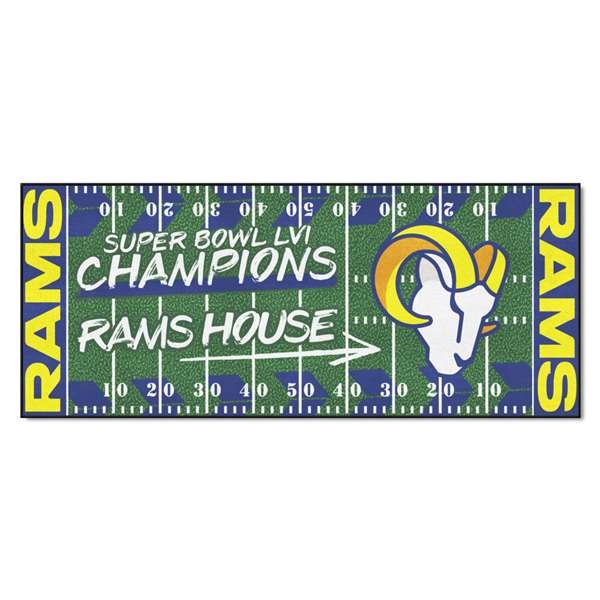 Los Angeles Rams Super Bowl LVI Champions Football Field Runner 30x72 inches