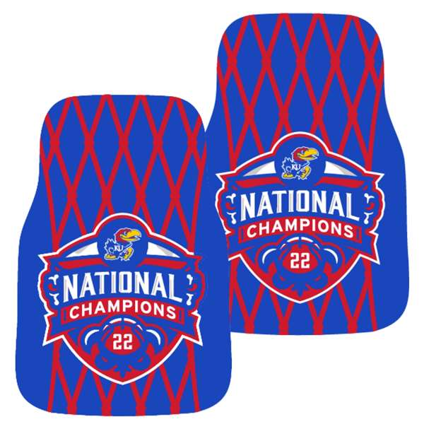 Kansas Jayhawks 2021-22 NCAA Basketball National Champions Front Carpet Car Mat Set - 2 Pieces