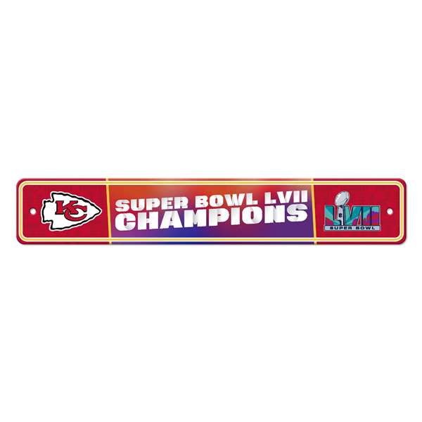 Kansas City Chiefs Super Bowl LVII Champions Street Sign D?cor 4in. X 24in.