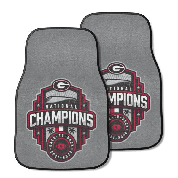 Georgia Bulldogs Football 2022-23 National Champions 2-pc Carpet Car Mat Set 17x27 inches