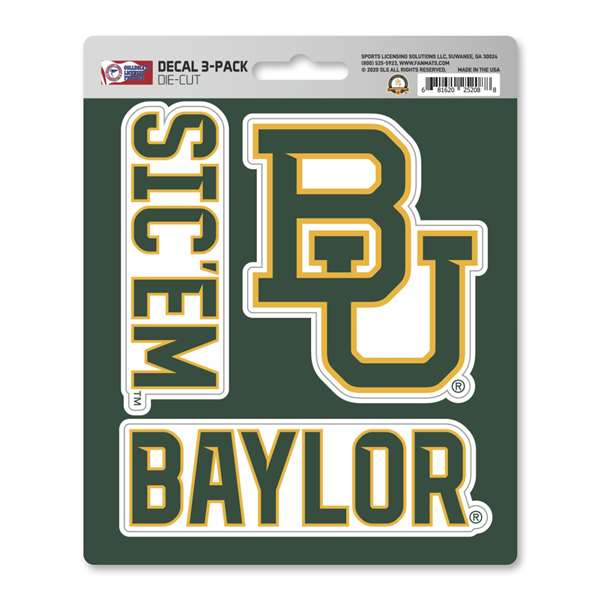 Baylor University Bears Decal 3-pk