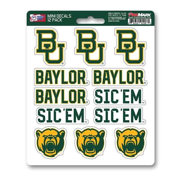 Baylor University Bears Mini Decal 12-pk