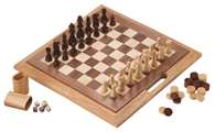 Mainstreet Classics 3-in-1 Wood Game / Chess - Checkers - Backgammon  