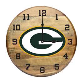 Green Bay Packers Oak Barrel Clock