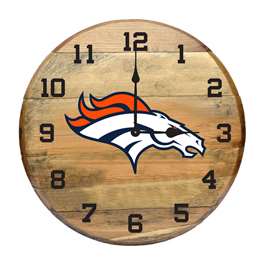 Denver Broncos Oak Barrel Clock