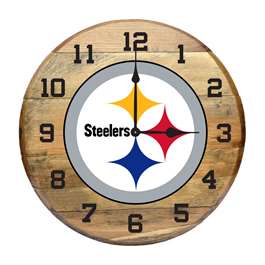 Pittsburgh Steelers Oak Barrel Clock