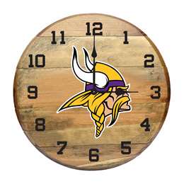 Minnesota Vikings Oak Barrel Clock