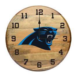 Carolina Panthers Oak Barrel Clock