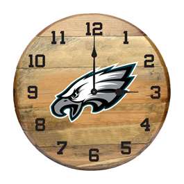 Philadelphia Eagles Oak Barrel Clock