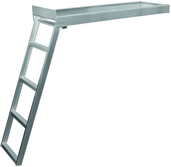 JIF Marine 4-Step Under Deck Ladder Flat Front Aluminum Boat - Dock Ladder