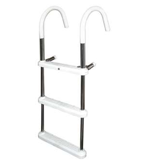 JIF Marine 3-Step Anodized Aluminum Gunwale 11" Hook Boat-Dock Ladder   