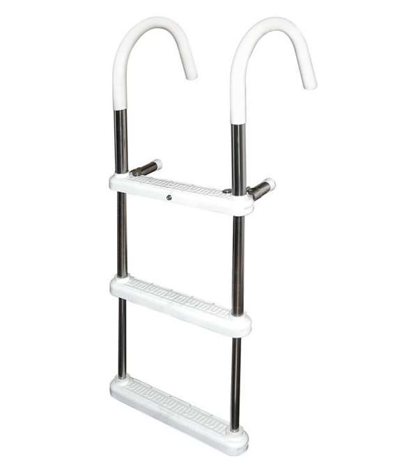 JIF Marine 3-Step Anodized Aluminum Gunwale 11" Hook Ladder Boat - Dock Ladder   