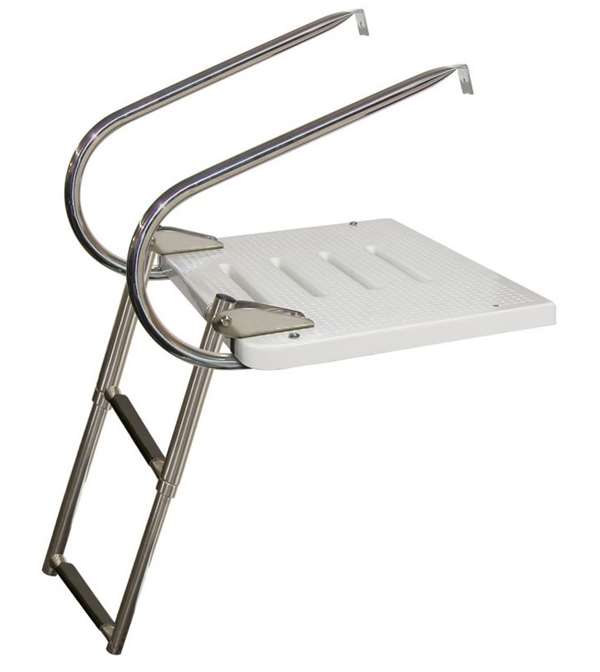 JIF Marine 2-Step I/O Transom Platform w/2 Arms SS 316 Telescoping Bottom Mount Boat - Dock Table