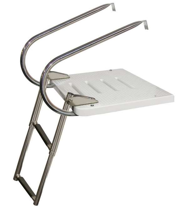 JIF Marine 3-Step I/O Transom Platform w/2 Arms SS 316 Telescoping Top Mount Boat - Dock Table