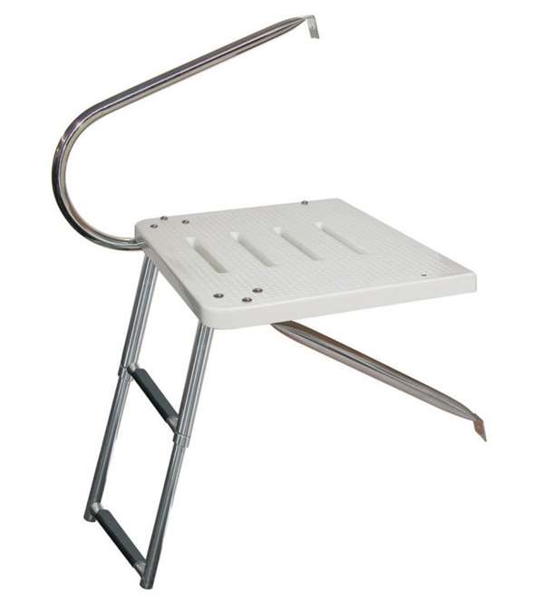 JIF Marine 3-Step O/B Transom Platform w/1 Arm SS 316 Telescoping Bottom Mount Boat - Dock Table