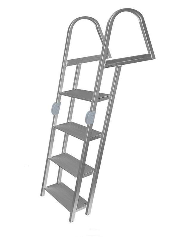 JIF Marine 4-Step Folding Boat-Dock Ladder Aluminum w/Mounting Hardware       