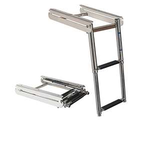 JIF Marine 2-Step Under Platform Sliding Ladder SS 316 Spring-Loaded Latch Boat - Dock Table