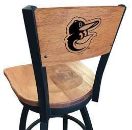 Baltimore Orioles 25" Swivel Counter Stool with Black Wrinkle Finish and a Laser Engraved Back  