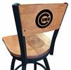 Chicago Cubs 25" Swivel Counter Stool with Black Wrinkle Finish and a Laser Engraved Back  