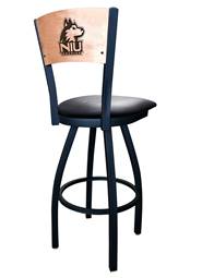 Northern Illinois 25" Swivel Counter Stool with Black Wrinkle Finish and a Laser Engraved Back  
