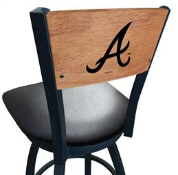 Atlanta Braves 25" Swivel Counter Stool with Black Wrinkle Finish and a Laser Engraved Back  