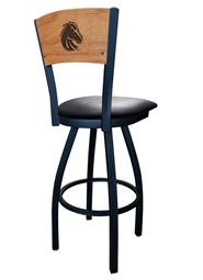 Boise State 30" Swivel Bar Stool with Black Wrinkle Finish and a Laser Engraved Back  