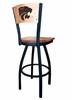 Kansas State 30" Swivel Bar Stool with Black Wrinkle Finish and a Laser Engraved Back  