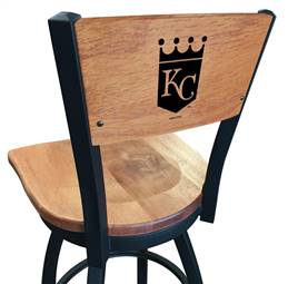 Kansas City Royals 30" Swivel Bar Stool with Black Wrinkle Finish and a Laser Engraved Back  