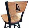 Los Angeles Dodgers 30" Swivel Bar Stool with Black Wrinkle Finish and a Laser Engraved Back  