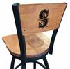 Seattle Mariners 30" Swivel Bar Stool with Black Wrinkle Finish and a Laser Engraved Back  